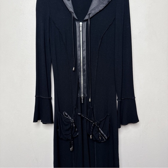 Joseph Ribkoff Womens 4 Vintage Goth Hooded Zip Pocket Long Dress Jacket - Picture 7 of 14